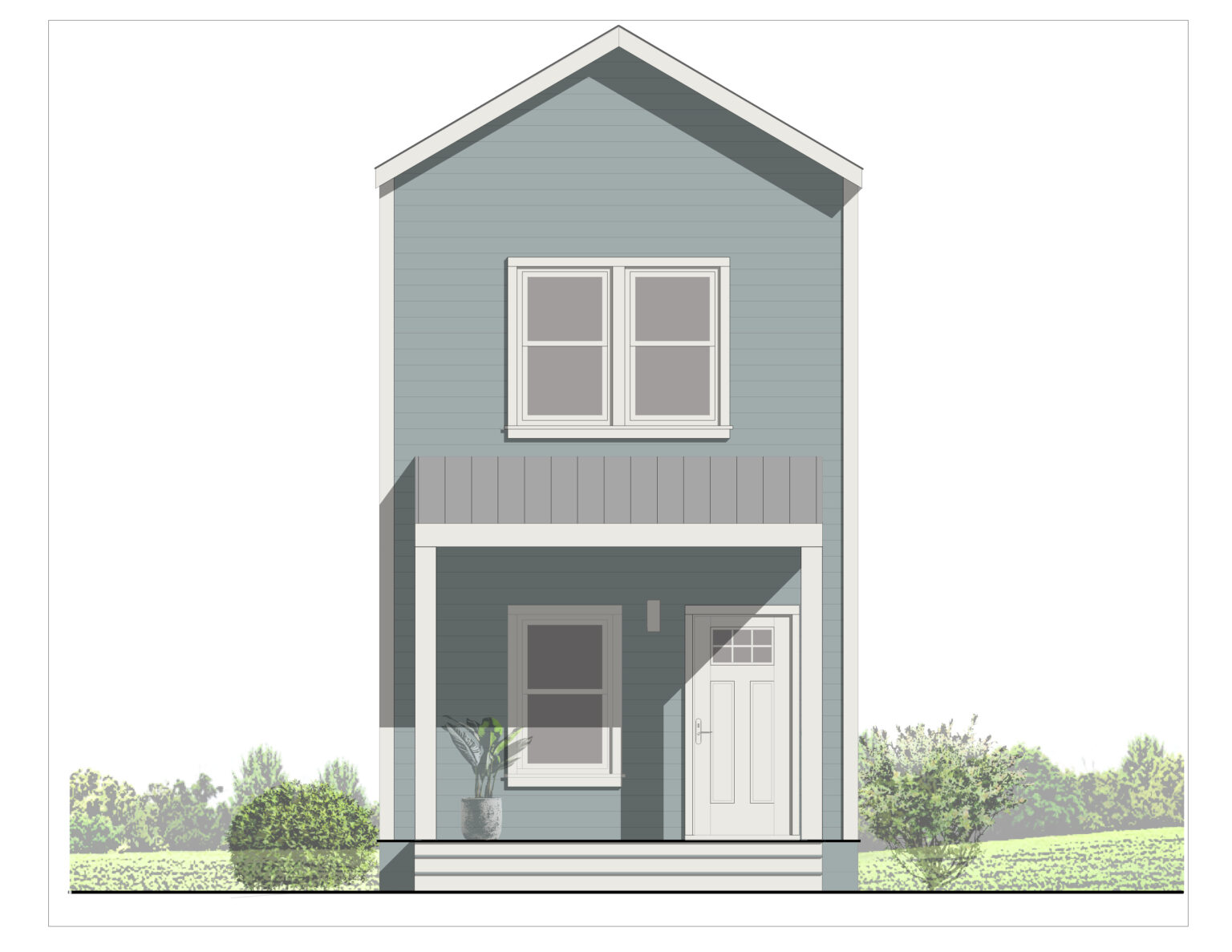 2-2 2-Story Single Family House Plans_worked-Elevation